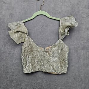 Saylor Metallic Ruffle Crop Top Silver Gold Party Festival Size Small